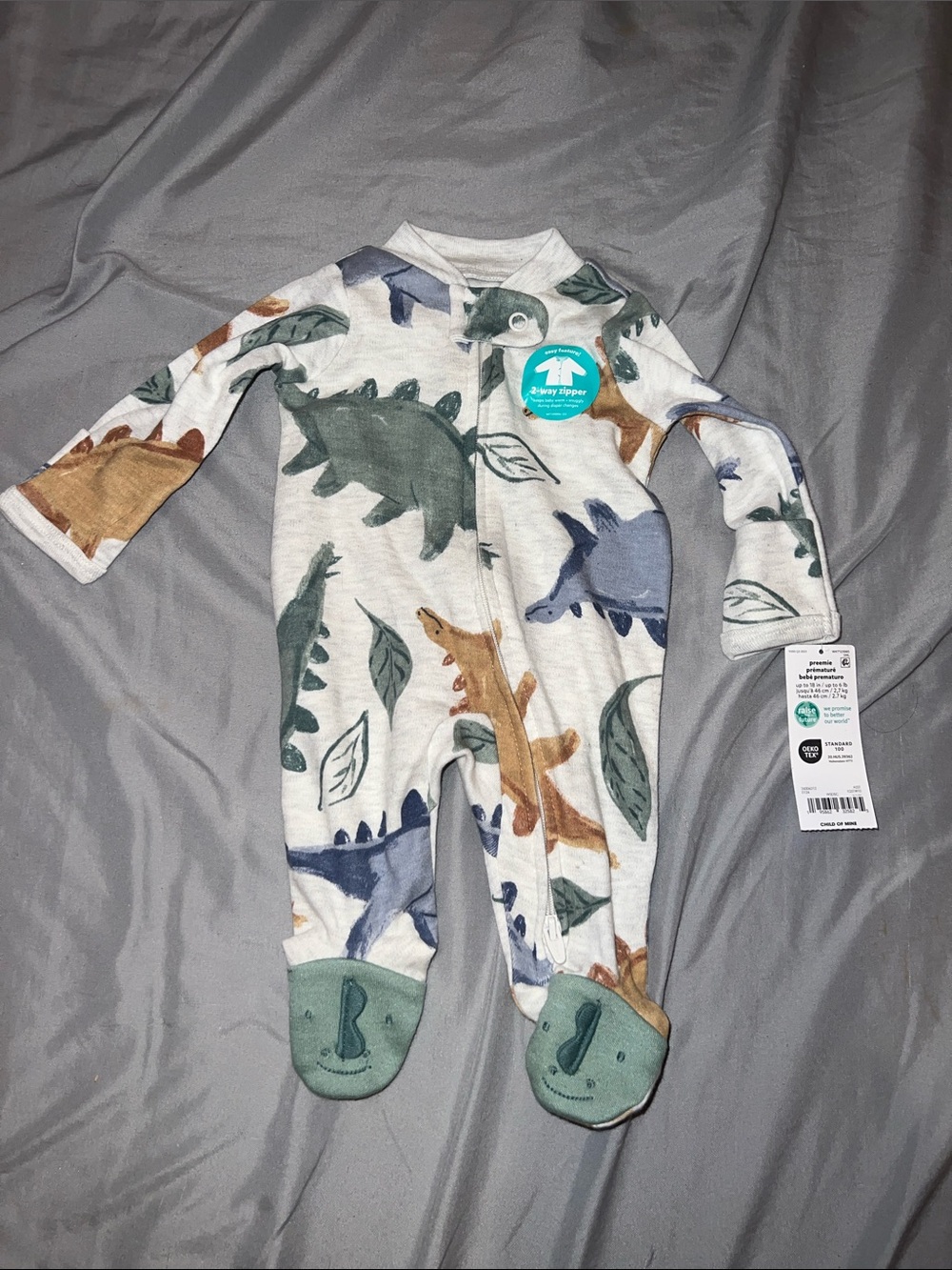 Carter's Cream Dino Footed One-Piece